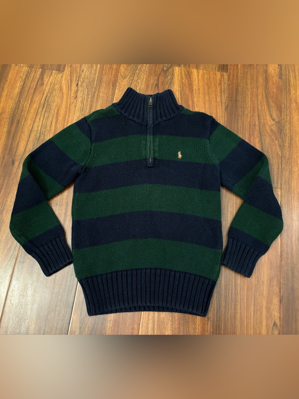 Polo Ralph Lauren navy/green stripe Quarterzip Sweater